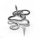 dagger with snake tattoo design idea