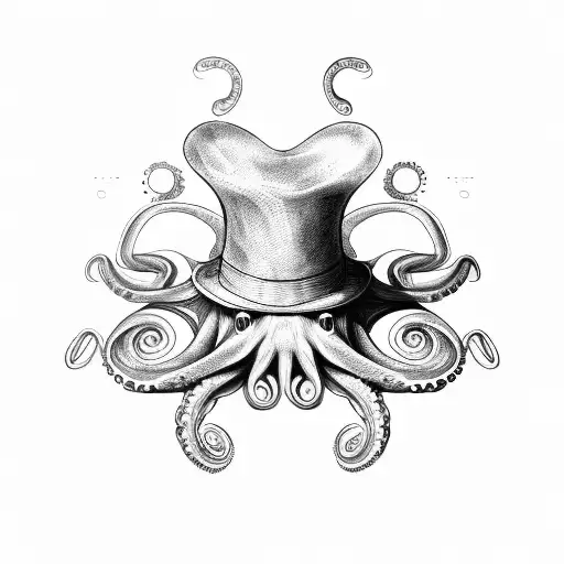 octopus with top hat and welding glasses tattoo design idea
