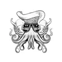 octopus with top hat and welding glasses tattoo design idea
