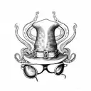 octopus with top hat and welding glasses tattoo design idea
