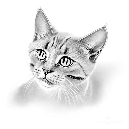 sitting baby black cat with green's eyes  tattoo design idea