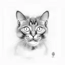 sitting baby black cat with green's eyes  tattoo design idea