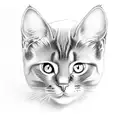 sitting baby black cat with green's eyes  tattoo design idea