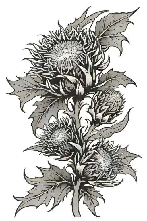 Scottish thistles & Scottish flag downward spiral   tattoo design idea