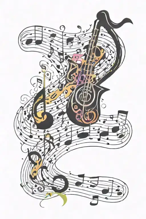 jazz music notes tattoo design idea