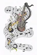 jazz music notes tattoo design idea