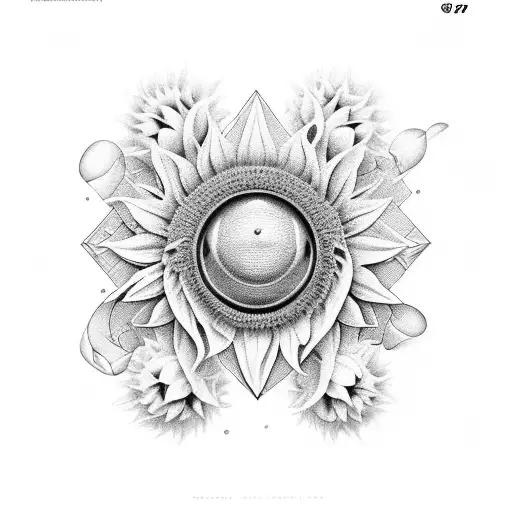 Sunflower geometrical  tattoo design idea