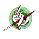 white snake, red sun tattoo design idea