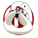 white snake, red sun tattoo design idea