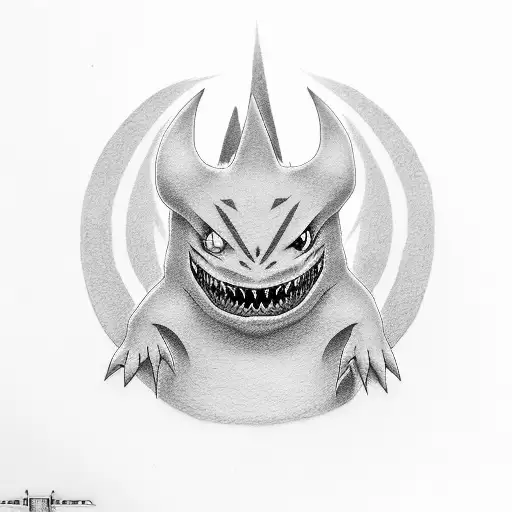 unique gengar pokemon  tattoo design idea