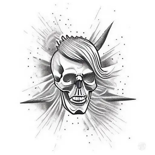 skull with Mohawk  tattoo design idea