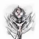 Themis on fire  tattoo design idea