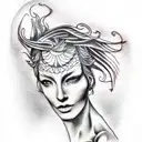 Themis on fire  tattoo design idea