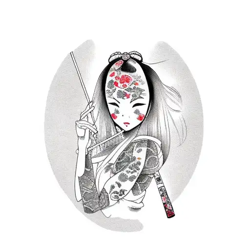 pretty women with lollipop  tattoo design idea