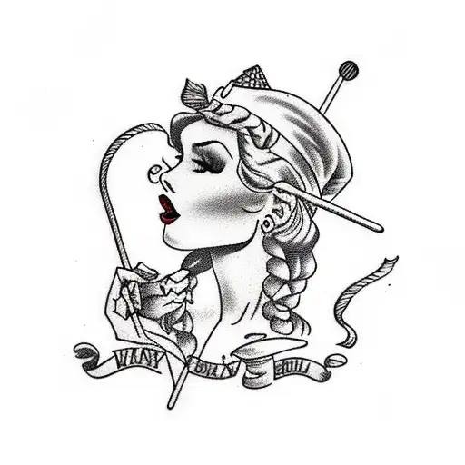 pretty women with lollipop  tattoo design idea