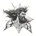 A modern interpretation of Zeus wielding a lightning bolt tattoo design idea