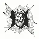 A modern interpretation of Zeus wielding a lightning bolt tattoo design idea