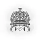 ivy and barbed wire crown tattoo design idea