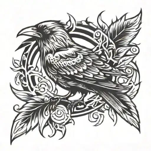Burnt Raven Tribal tattoo design idea