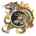 Tiger with fire breathing dragon tattoo design idea