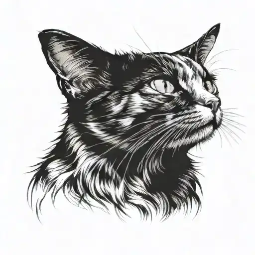 A realistic portrait of Sophie the calico cat, with angel wings and a halo, symbolizing her passing but eternal presence in your life tattoo design idea