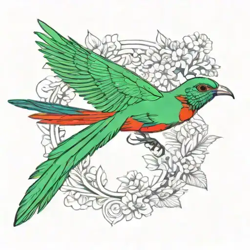 resplendent quetzal flying tattoo design idea