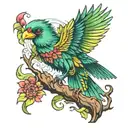 resplendent quetzal flying tattoo design idea