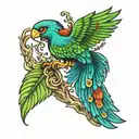resplendent quetzal flying tattoo design idea