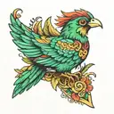 resplendent quetzal flying tattoo design idea