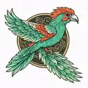 resplendent quetzal flying tattoo design idea