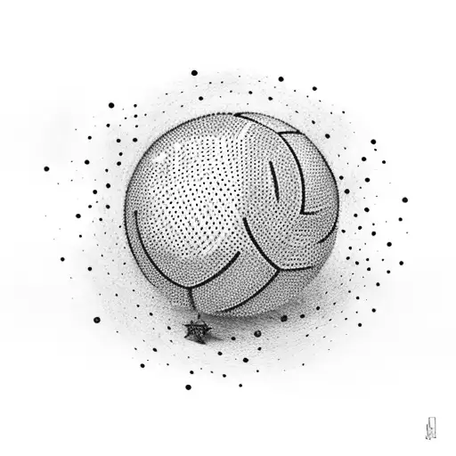 A volleyball player spiking a ball with a constellation of stars above tattoo design idea