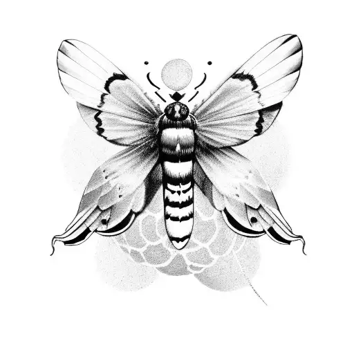 deaths head hawk moth with moon tattoo design idea
