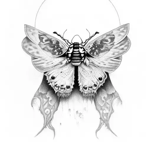 deaths head moth with moon sybom tattoo design idea