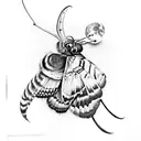 deaths head hawk moth with moon sybom tattoo design idea