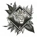 make a tattoo design for a man for the upper leg. the tattoo must show the love for nature, mountains and sport. tattoo design idea