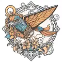 go with the flow kite detached  tattoo design idea