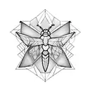 three triangles with bumble bee tattoo design idea