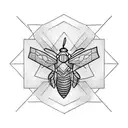 three triangles with bumble bee tattoo design idea
