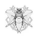 three triangles with bumble bee tattoo design idea