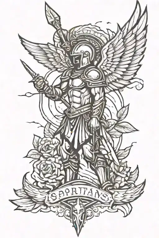 Spartans and wings spread tattoo design idea