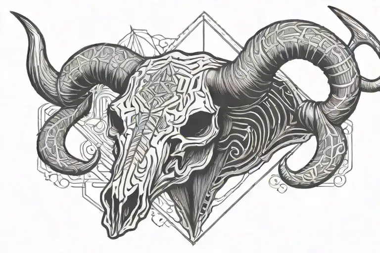 Bull skull shading more line work with text: Impossible is just a option. Square kaligrafi  tattoo design idea