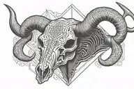 Bull skull shading more line work with text: Impossible is just a option. Square kaligrafi  tattoo design idea