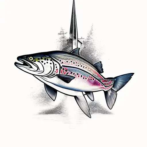 Alaska, France, trout and Christianity tattoo design idea