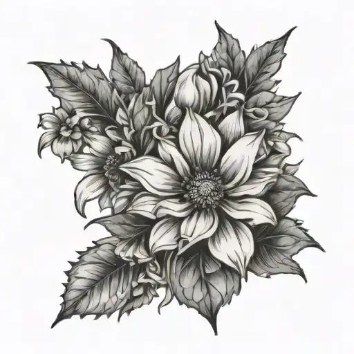 1 cosmo and 1 marigold flower tattoo design idea
