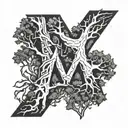 tree letter M tattoo design idea