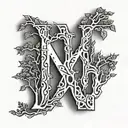tree letter M tattoo design idea