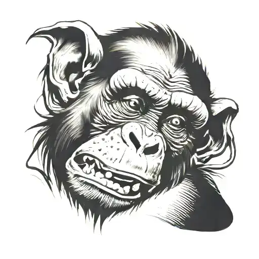 A rabid monkey in drool and blood tattoo design idea