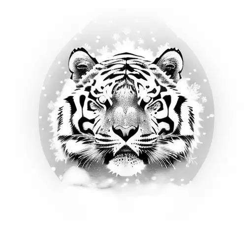 snow tiger face with Nigerian and Canadian flags kneck tattoo tattoo design idea