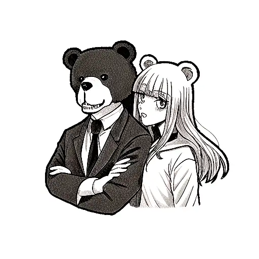 Bear and skull  tattoo design idea