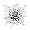 dahlia and thistle negative space blackout tattoo design idea